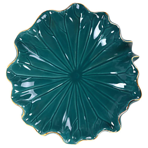 FONDOTIN Ceramic Lotus Leaf soap Dish Decorative Trays Key Dish Tray draining soap Dish Key Bowl soap Dishes for bar soap Bathroom soap Dishes Shower Holder Ring Dish Ceramics Jewelry Tray