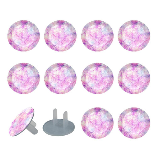 Outlet Plug Covers (24 Pack) Electrical Protector Safety Caps Socket Covers for Home- Glitter Mermaid Scale Galaxy Print Pink