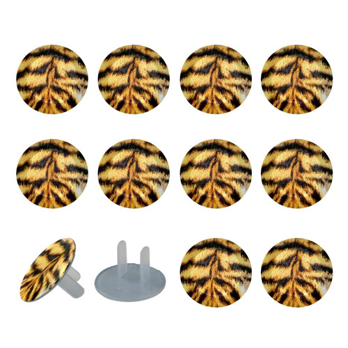 Outlet Plug Covers (24 Pack) Electrical Protector Safety Caps Socket Covers for Home- Tiger Animal Print