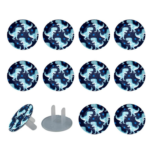Outlet Plug Covers (24 Pack) Electrical Protector Safety Caps Socket Covers for Home- Dinosaur Navy Blue