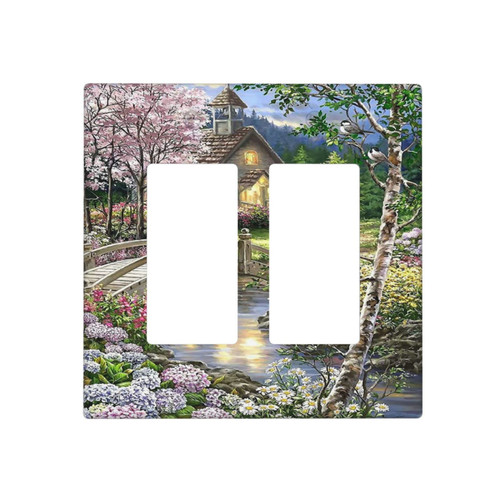Garden 2 Gang Double Rocker/Decora Light Switch Cover Decorative Outlet Wall Plate Electrical Faceplate Bathroom Home Bedroom Art Panel Decor Garden 2 Gang Double Rocker/Decora Light Switch Cover Decorative Outlet Wall Plate Electrical Faceplate Bathroom Home Bedroom Art Panel Decor