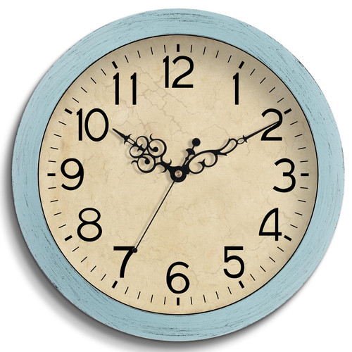 KECYET Wall Clock,12 Inch Vintage Wall Clocks Battery Operated Quartz Silent Non Ticking Clocks Decorative for Kitchen, Living Room, Bathroom, Bedroom(Teal) KECYET Wall Clock,12 Inch Vintage Wall Clocks Battery Operated Quartz Silent Non Ticking Clocks Decorative for Kitchen, Living Room, Bathroom, Bedroom(Teal)