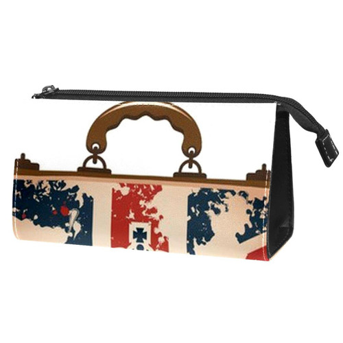 VBFOFBV Large Makeup Bag Zipper Pouch Waterproof Travel Cosmetic Organizer for Women and Girls, Cartoon Suitcase Pattern