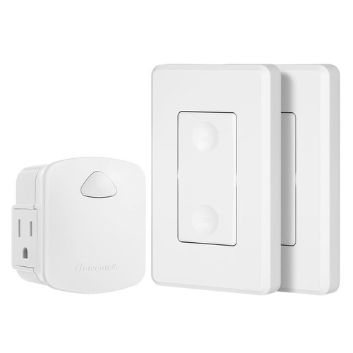 DEWENWILS Wireless Remote Wall Switch and Outlet, No Wiring Remote Control Outlet Light Switch, Expandable, 15A/1875W, 100ft RF Range, Compact Side Plug, ETL Listed (1 Outlet and 2 Remotes) DEWENWILS Wireless Remote Wall Switch and Outlet, No Wiring Remote Control Outlet Light Switch, Expandable, 15A/1875W, 100ft RF Range, Compact Side Plug, ETL Listed (1 Outlet and 2 Remotes)