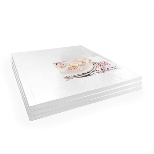 Cakebon White Square Cake Boards 12 Inch - 1/2 inch thick Cake Board (aka Cake Drum), Sturdy Cake Base, Ideal for 10 Inch Cake, Fully Wrapped Cake Drums Greaseproof (Pack of 3 Square Cake Boards)