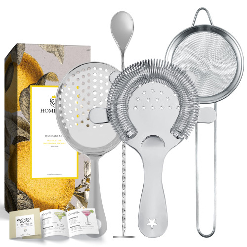 Homestia Cocktail Strainer Set Bar Tool Bar Accessories for Drinks includes Hawthorne Strainer, Julep Strainer, Mesh Strainer