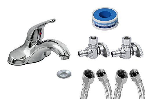 Complete Lead Free Washerless Lever Handle Bathroom Faucet Kit PEX, Chrome