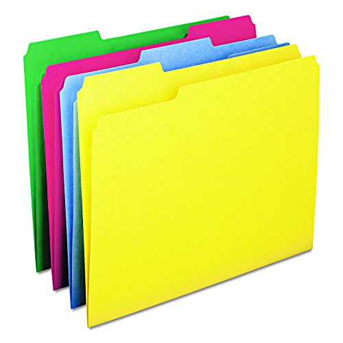 Smead WaterShed/CutLess File Folder, 1/3-Cut Tab, Letter Size, Assorted Colors, 100 per Box (11951)