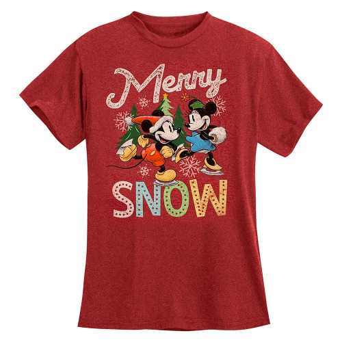 Disney Mickey and Minnie Mouse Holiday T-Shirt for Women, Size M Multicolored
