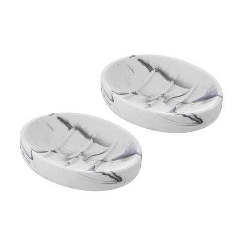 INIUNIK 2 Pack Resin Soap Dish, Marble Look Soap Holder Shower Soap Dishes for Bar Soap, Bar Soap Holder Soap Tray Soap Saver for Shower Bathroom Kitchen Sink