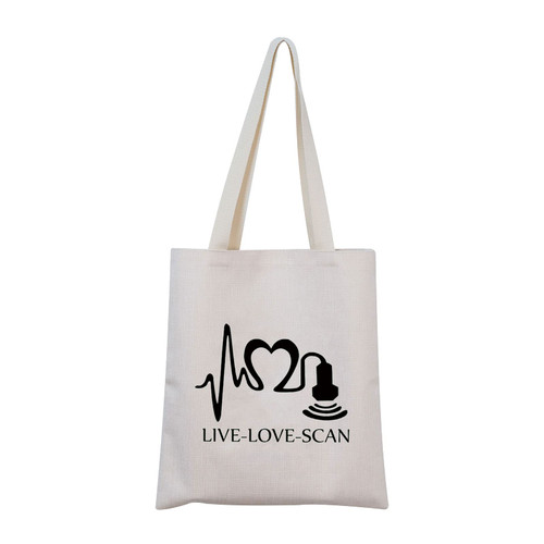 ZJXHPO Sonographer Gifts Radiologist Canvas Tote Bag Live Love Scan Makeup Bag Ultrasound Tech Gift Graduation Student Gift (Scan Canvas Bag)