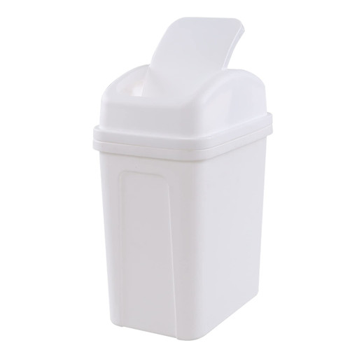 Callyne 1-Pack 1.8 Gallon Plastic Swing Lidded Trash Can, Small Garbage Bin, White