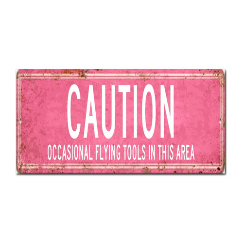 Madcolitote Rustic Father Day Wood Signs Caution Occasional Flying Tools In This Area Street Custom Signs Outdoor Metal Retro Wood Plaque Farmhouse Wall Art Wall Decor 6x12in