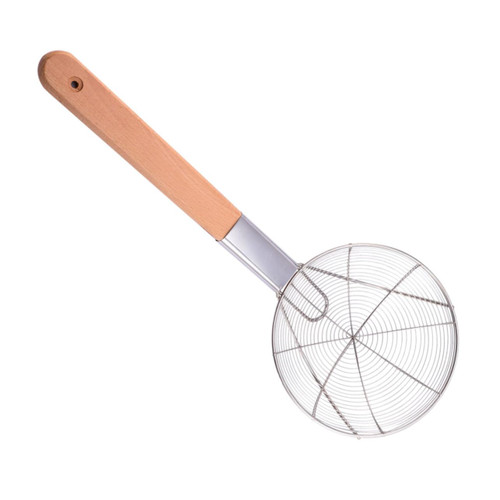 FUNOMOCYA fry skimmer spoon wire skimmer spoon kitchen mesh strainer spaghetti strainer large strainer skimmer spatula cooking sphagetti Strainer ladle Wooden Noodle