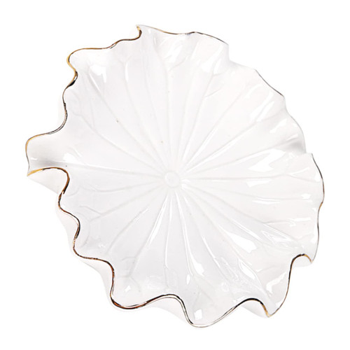 Anneome Ceramic Lotus Leaf Soap Dish Ceramic Soap Holder Soap Container Dish Holder Bathroom Soap Dishes Jewelry Display Draining Soap Dish Key Bowl Take a Bath Ceramics White Ceramic Ring