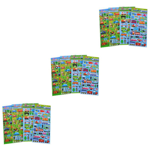 Garneck 30 Sheets Teachers Stickers Kids Cartoon 3D Decals Kids Puffy Decals Puffy Stickers Kids 3D Trucks Sticker Truck Stickers for Kids car Decal Toddler Three-Dimensional Scrapbook