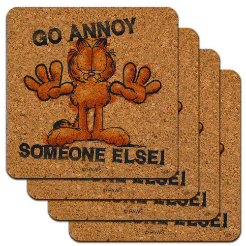 Garfield Go Annoy Someone Else Low Profile Novelty Cork Coaster Set