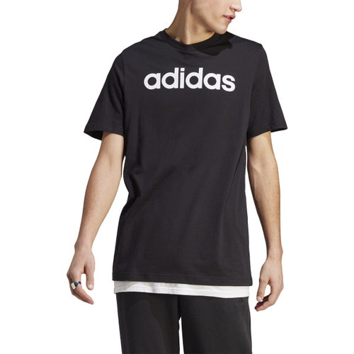 adidas Men's Essentials Single Jersey Linear Embroidered Logo T-Shirt, Black, Large adidas Men's Essentials Single Jersey Linear Embroidered Logo T-Shirt, Black, Large