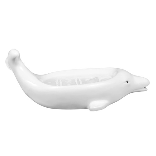 Zerodeko Dolphin Ceramic Soap Dish Self Draining Soap Dish Baby Dish Soap Dolphin Decor Soap Bar Holder Soap Dish for Shower Soap Holder Bathroom Soap Dish Sink Tray Ceramics Animal Shampoo