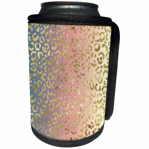 3dRose - Anne Marie Baugh - Patterns - Aqua, Pink, Yellow, Image Of Gold Gradient Leopard Spots Pattern - Can Cooler Bottle Wrap (cc-357522-1)