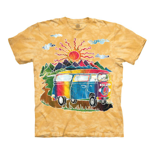 The Mountain Batik Tour Bus Adult T-Shirt, Yellow, Small