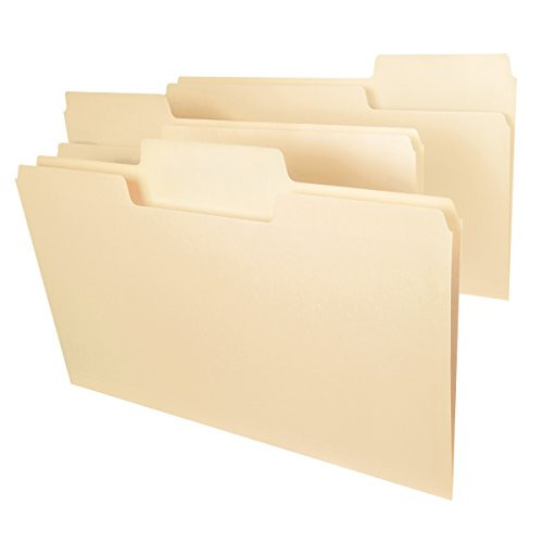 Smead SuperTab File Folder, Oversized Reinforced 1/3-Cut Tab, Guide Height, Legal Size, Manila, 100 Per Box (15395)
