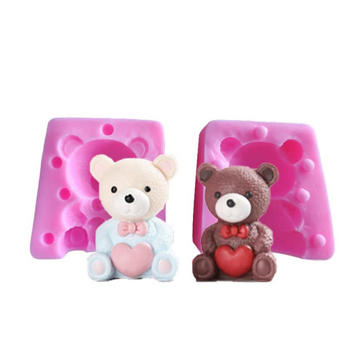 JIINWINHT Silicone Molds,3D Cartoon Bear Love Bear Birthday Cake Decoration Molds, Cupcake Silicone Baking Molds, Soap Jelly Molds, Chocolate Handmade Cakes, Brownies, Puddings