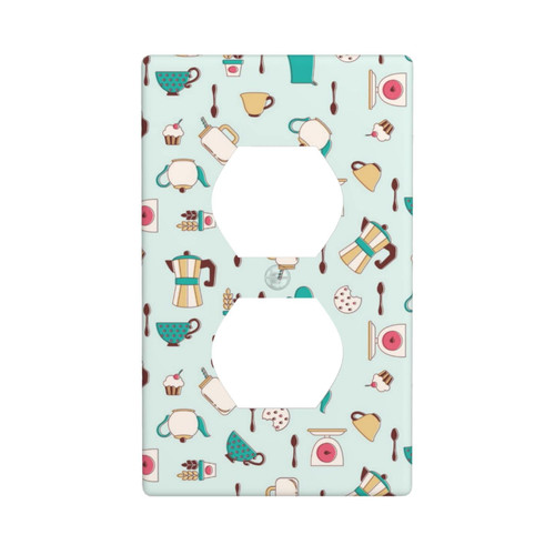 Duplex Outlet Decorator Light Switch Covers Receptacle Outlet Wall Plates Retro Tea Time Pattern Electrical Outlet Covers Plates