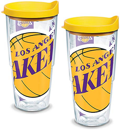 Tervis 1084514 NBA Los Angeles Lakers Colossal Tumbler with Wrap and Yellow Lid 2 Pack 24oz, Clear Tervis 1084514 NBA Los Angeles Lakers Colossal Tumbler with Wrap and Yellow Lid 2 Pack 24oz, Clear