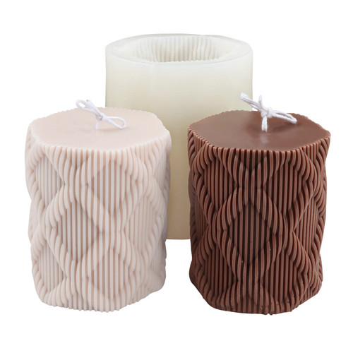 Hexagonal Grid Cylindrical Candle Silicone Mold Geometric Column Soap Wax Fondant Chocolate Cake Candy Baking Mold Plaster Resin Polymer Clay Mould