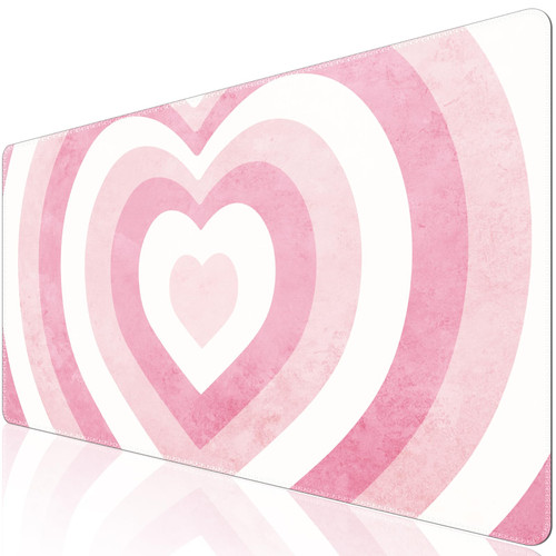iLeadon Pink Desk Mat, Large Mouse Pad for Desk, XXL Extended Keyboard Pad Gaming Mouse Pad Office Desk Accessories for Women Desk Organizers, Heart Pink