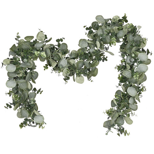 Dolicer 2 Packs 6FT Artificial Eucalyptus Garland, Faux Greenery Garland Hanging Fake Silver Dollar Eucalyptus Leaves Vines for Wedding Backdrop Arch Table Wall Party Home Decor