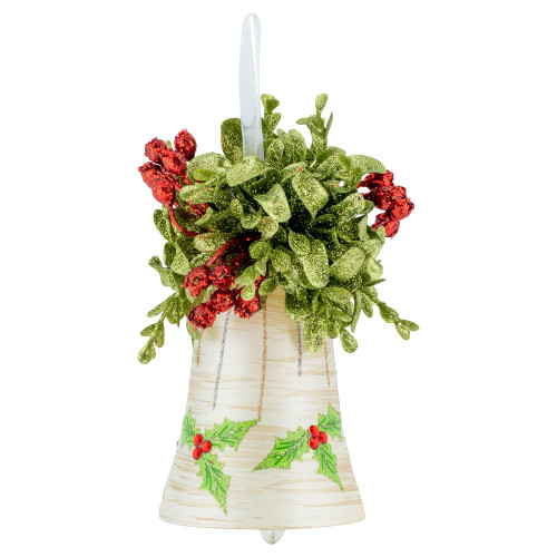 Ganz Holly Bell Ornament, 6-inch Height, Glass