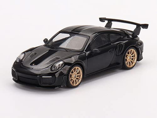 911 (991) GT2 RS Weissach Package Black with Carbon Stripes Ltd Ed to 3960 pcs Worldwide 1/64 Diecast Model Car by True Scale Miniatures MGT00401