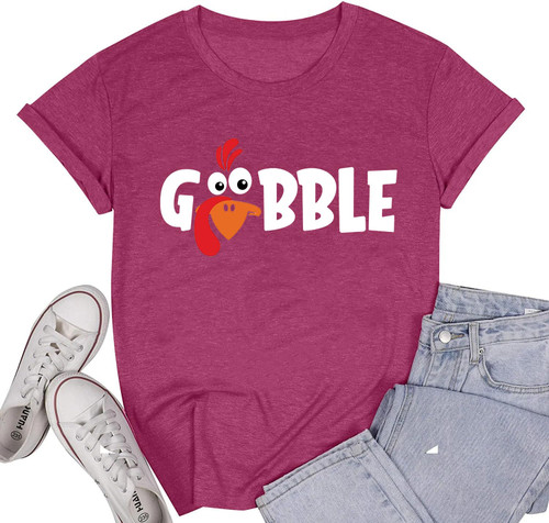 Gobble Gobble Thanksgiving T-Shirt Women Funny Turkey Graphic Chicken Shirts Thanksgiving Gift Fall Tee Top Gobble Gobble Thanksgiving T-Shirt Women Funny Turkey Graphic Chicken Shirts Thanksgiving Gift Fall Tee Top