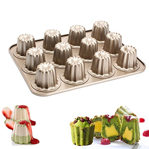 Cannele Mould, Ezeso 12-Cavity Canneles de Bordeaux Molds Nonstick Carbon Steel Canneles Baking Pan Cake Bakeware