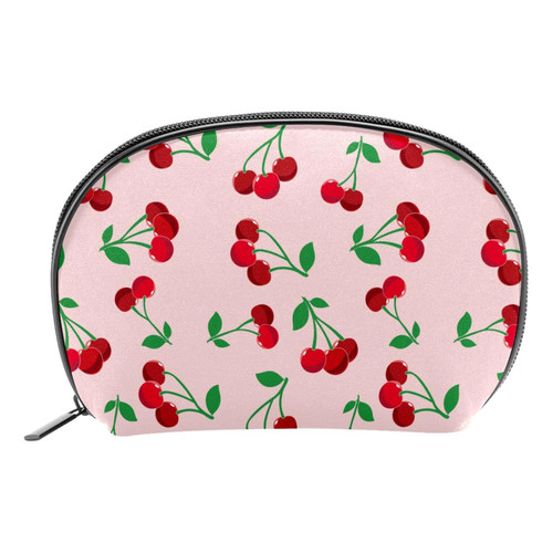 yoyoAmoy Cute Cherry Pattern Small Cosmetic Makeup Bag for Purse, Travel Makeup Pouch Brush Storage Bag Portable Toiletry Bag for Women and Girls