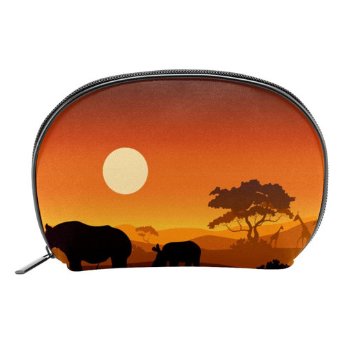 yoyoAmoy Travel Portable Cosmetic Bags for Women Girls, Shell Shape Storage Bag Cosmetic Pouch with Zipper, Toiletry Bag Makeup Organizer Wild African Rhino Sunset Safari Animals yoyoAmoy Travel Portable Cosmetic Bags for Women Girls, Shell Shape Storage Bag Cosmetic Pouch with Zipper, Toiletry Bag Makeup Organizer Wild African Rhino Sunset Safari Animals