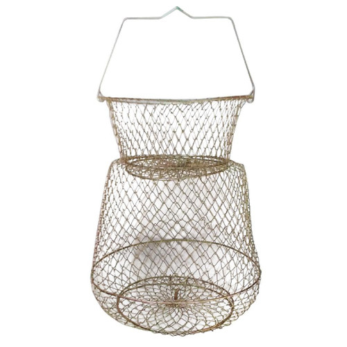 Portable Steel Wire Fish Baskets Collapsible Fshing Net Cage Fish Baskets Metal Rustproof Fish Basket for Fish Outdoor Portable Fishing Net