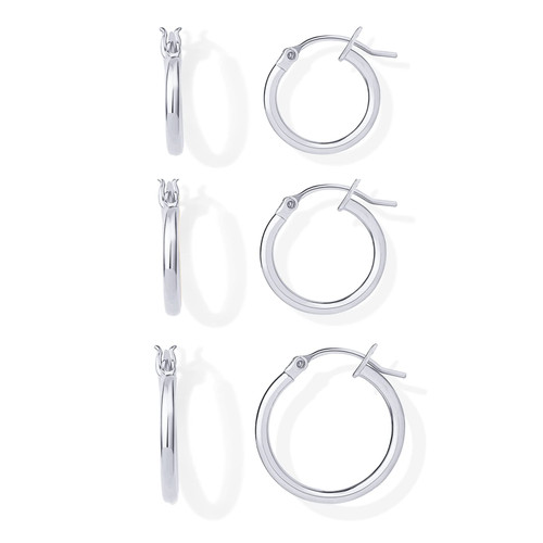 PAVOI Rhodium Plated 925 Sterling Silver Post Hoop Earrings for Women | Thin Small Gold Huggie Hoop Earrings | 3 Pairs Gold Hoop Earring Pack PAVOI Rhodium Plated 925 Sterling Silver Post Hoop Earrings for Women | Thin Small Gold Huggie Hoop Earrings | 3 Pairs Gold Hoop Earring Pack
