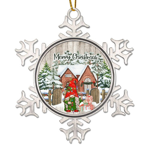 CowkissSign Merry Christmas Farm Gnome Christmas Ornaments - Christmas Snowflake Ornament - Farmhouse Winter Snow Tree Metal Snowflake Christmas Ornament Western Christmas Winter Xmas Ornament CowkissSign Merry Christmas Farm Gnome Christmas Ornaments - Christmas Snowflake Ornament - Farmhouse Winter Snow Tree Metal Snowflake Christmas Ornament Western Christmas Winter Xmas Ornament