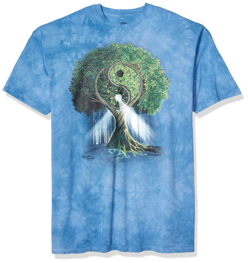 The Mountain Yin Yang Tree Adult T-Shirt, Blue, Small The Mountain Yin Yang Tree Adult T-Shirt, Blue, Small