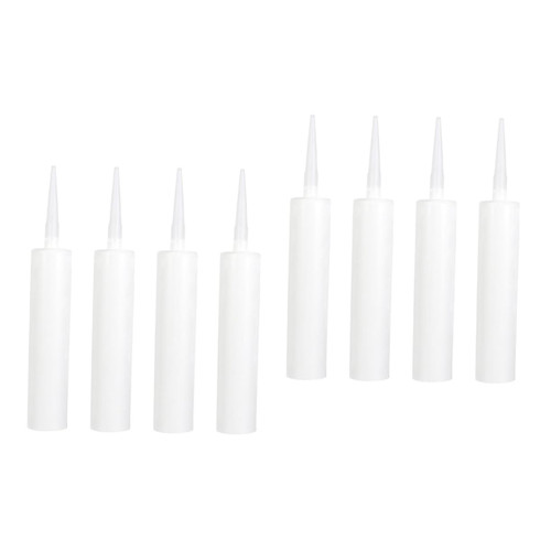 Mobestech 8 Pcs Empty Hose Caulk Tubes Clear Caulk Grout Silicone Sealant Tube Pine Resin Caulking Tool Kit Reusable Empty Caulk Tube Refillable Sealant Caulk Tube White Major Set Plastic