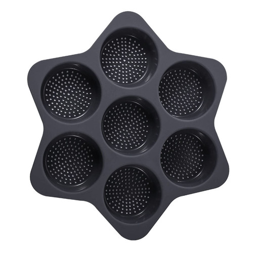 SARDFXUL Silicone Hamburger Bun Mold 7 Cavity Loaf Pan Non Stick Baking Pan Easy to Release Household Silicone Food Baking Tool