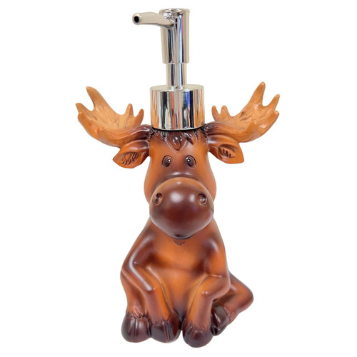 Soap Pump Dispenser - Whimsical Moose with Antler Lodge Cabin Bathroom Decor