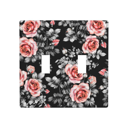 Double Toggle Receptacle Outlet Wall Plate Watercolor Floral Pattern Decorative Light Switch Plates Cover, Switch Wallplate Cover