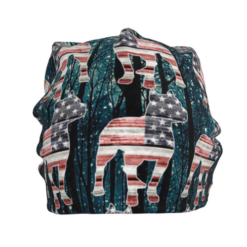 allgobee Beanie Hat for Men Women Slouchy Beanie Hats Patriotic-Pitbull-American-Flag-Galaxy Winter Knit Cuffed Beanie Skull Cap Black