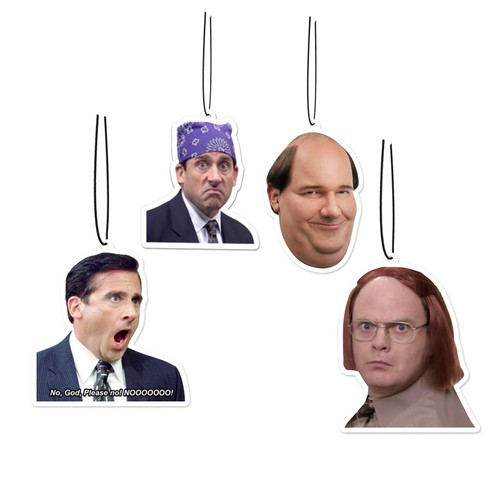 Jnglr 4Pcs Air Freshener for Office Funny Air Freshener Set, The Office Themed Gifts Funny Car Air Freshener Office Air Freshener Funny Car Accessories Car Hanging Rearview Mirror Pendant for Car