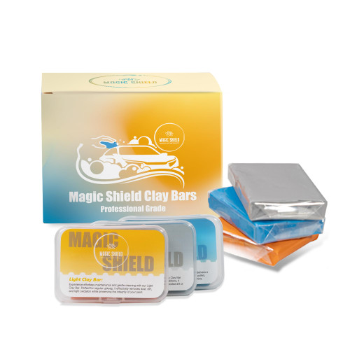 Magic Shield Clay Bar Kit - Professional-Grade Car Detailing, Deep Cleaning for Surface - Light, Medium, and Heavy-Duty Bars Included (Triple Clay Bar Pack)