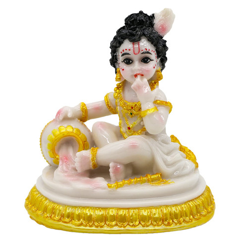 Indian God Baby Krishna Statue - 4.1" H Handmade Hindu Idol Krishna Figurine for Car Dashboard India Home Office Mandir Temple Pooja Item Murti Puja Product Diwali Gifts Indian God Baby Krishna Statue - 4.1" H Handmade Hindu Idol Krishna Figurine for Car Dashboard India Home Office Mandir Temple Pooja Item Murti Puja Product Diwali Gifts